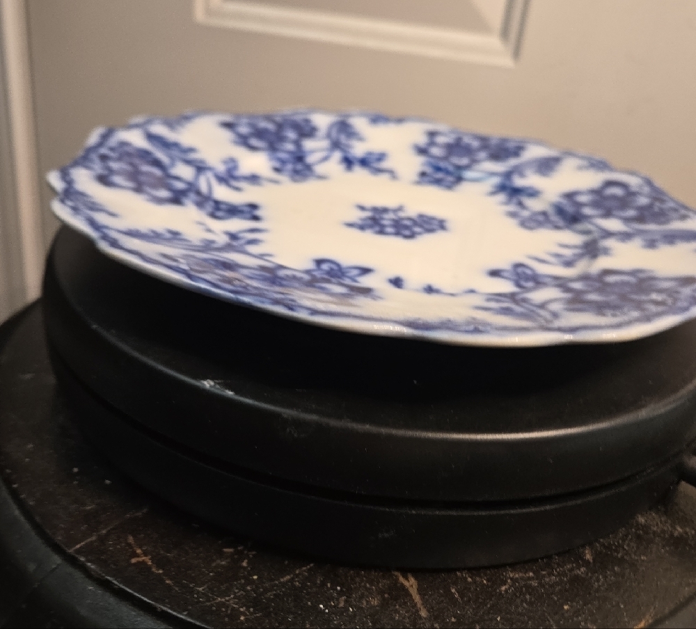 Antique Claremont England Royal Flow Blue & White Floral Semi Porcelain Plate - Picture 4 of 11